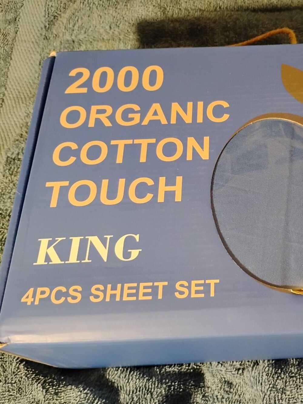 Sheet Set 2000 Bamboo Organic Cotton Blue King 4 pc Set New